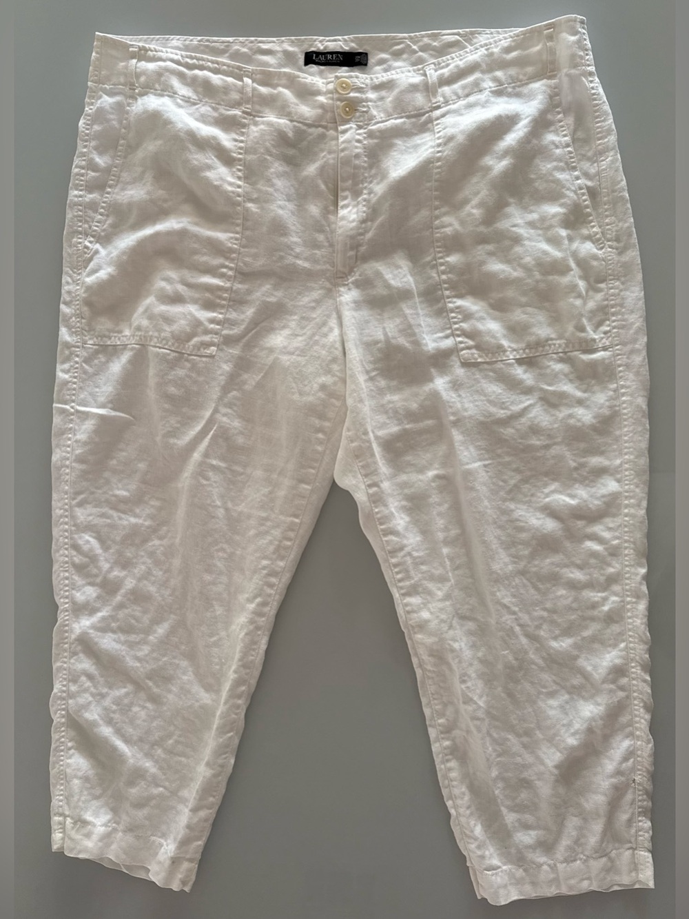 Lauren Ralph Lauren Linen Pants - Women’s 20W - White Coastal Cottage Boho - EUC